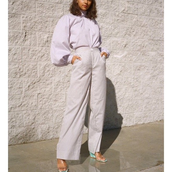 NWT Thierry Colson Striped LouLou Pant Charcoal - Picture 2 of 7